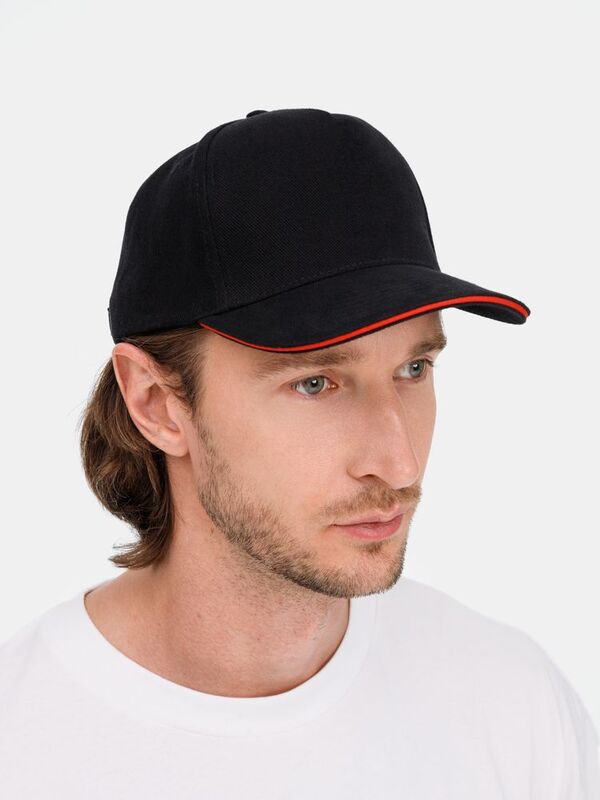 Бейсболка Classic 2.0, черная с красным кантом арт.21848.35