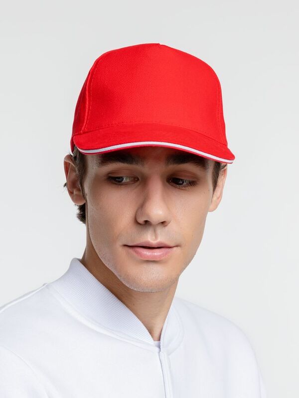 Бейсболка Classic 2.0, красная с белым кантом арт.21848.56
