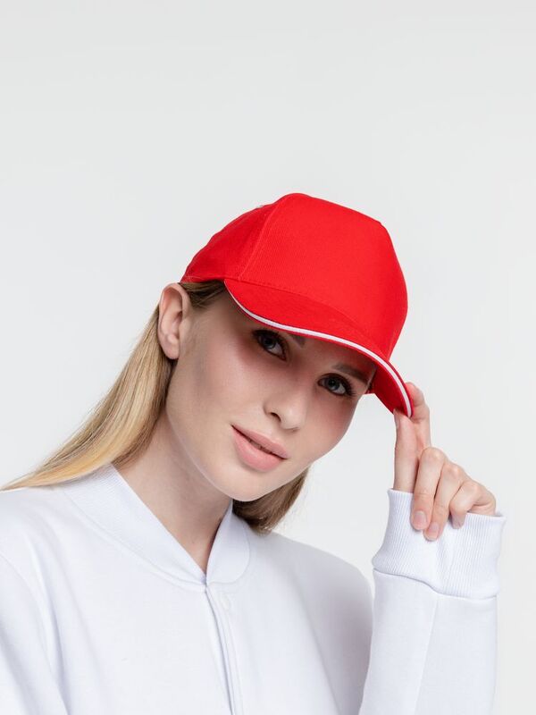 Бейсболка Classic 2.0, красная с белым кантом арт.21848.56