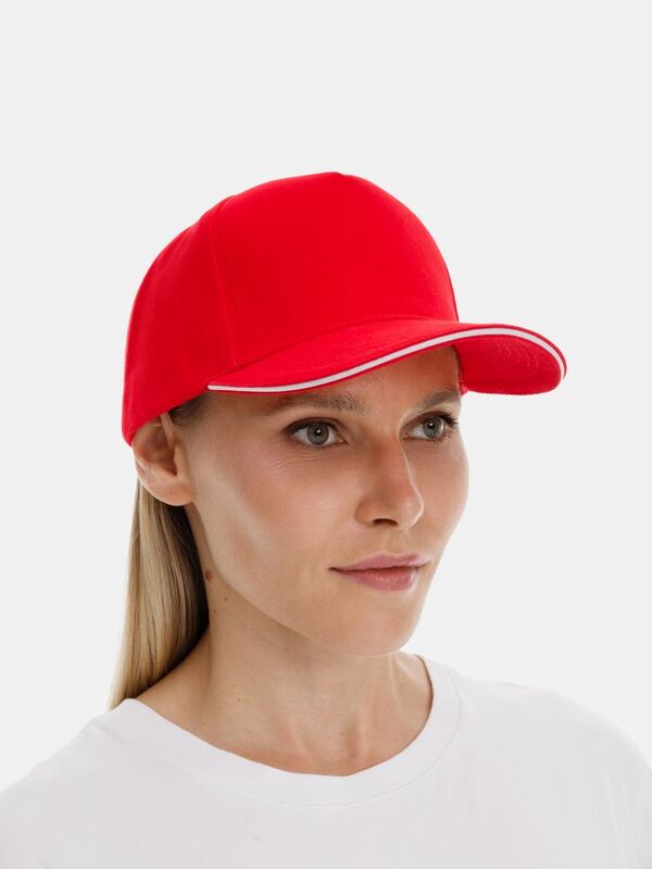 Бейсболка Classic 2.0, красная с белым кантом арт.21848.56