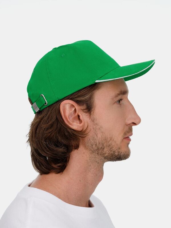 Бейсболка Classic 2.0, ярко-зеленая с белым кантом арт.21848.92