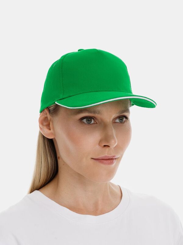 Бейсболка Classic 2.0, ярко-зеленая с белым кантом арт.21848.92