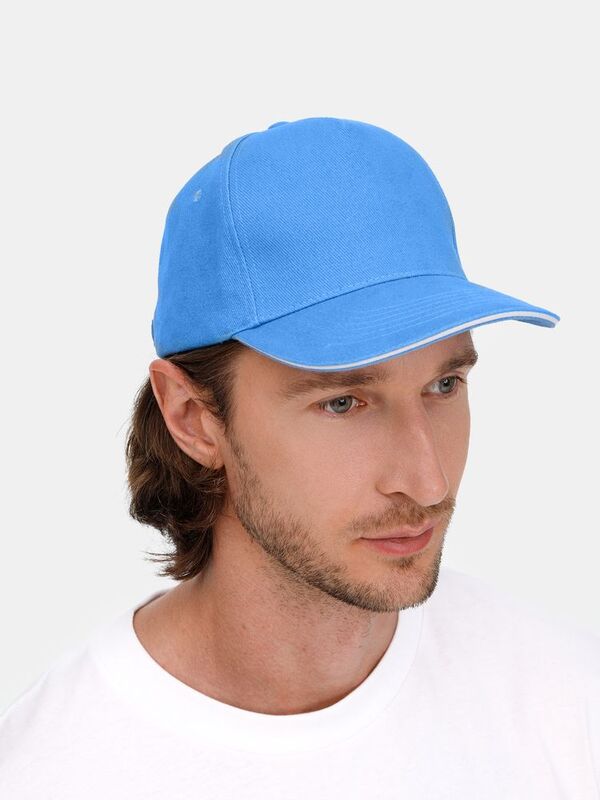 Бейсболка Classic 2.0, синяя с белым кантом арт.21848.49