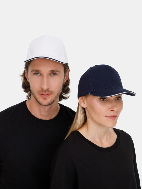 Бейсболка Classic 2.0, темно-синяя с белым кантом арт.21848.46