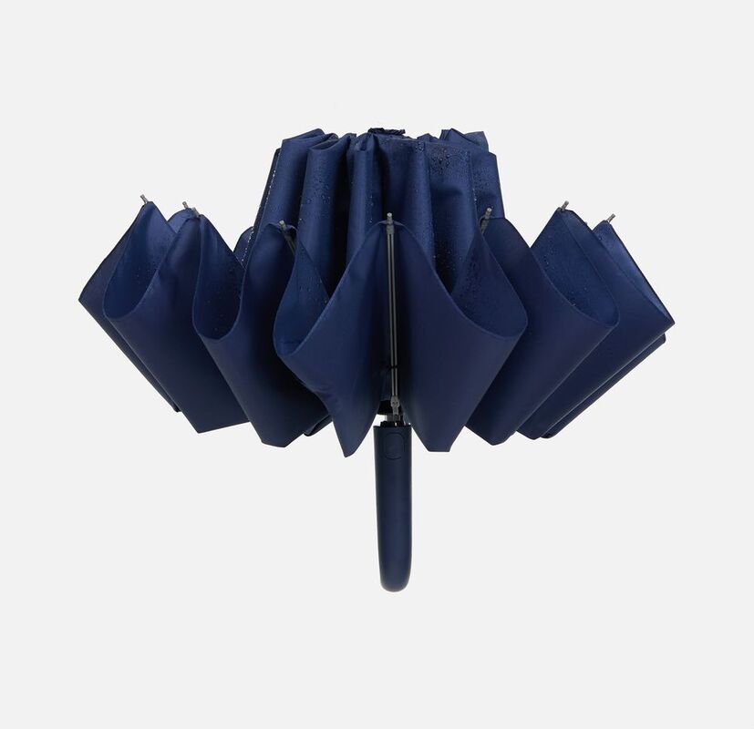 Зонт обратного сложения inLoop с ручкой-карабином, темно-синий арт.22329.40