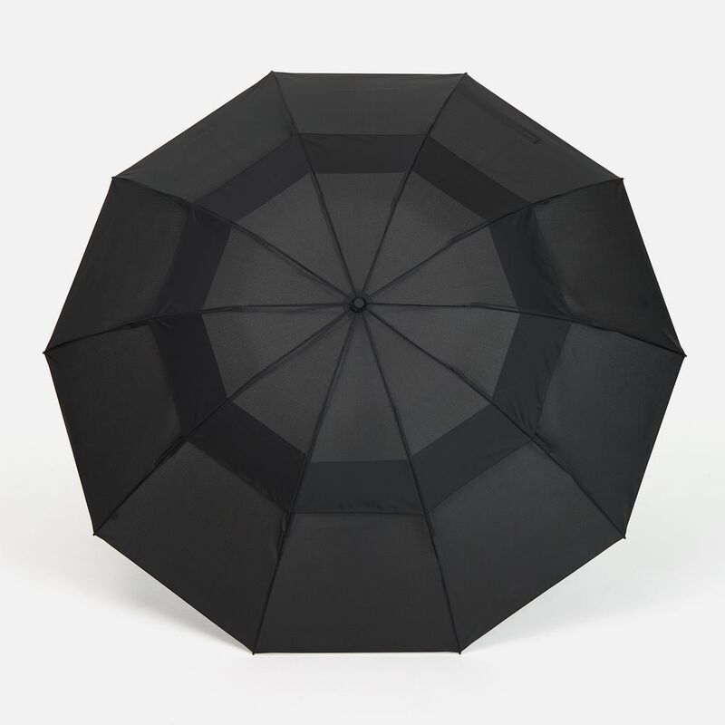 Зонт обратного сложения twoGether с двойным куполом, черный арт.22330.30