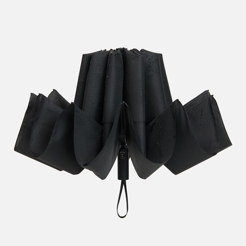 Зонт обратного сложения twoGether с двойным куполом, черный арт.22330.30