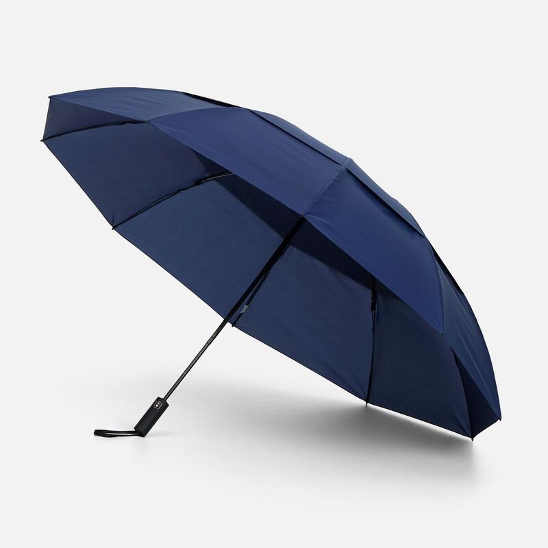 Зонт обратного сложения twoGether с двойным куполом, темно-синий арт.22330.40