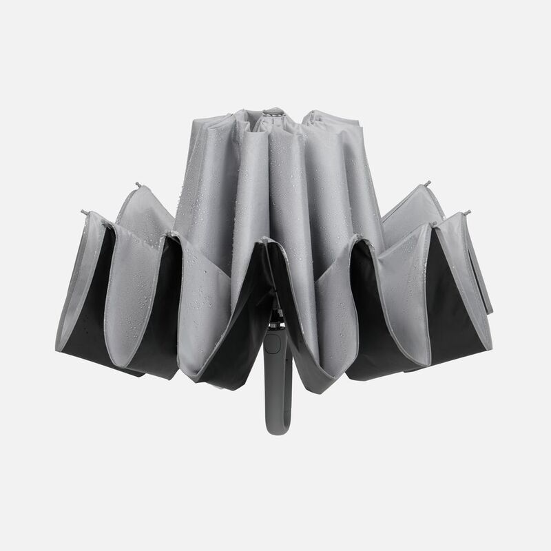 Зонт обратного сложения с ручкой-карабином Foldberry, серый арт.22324.10