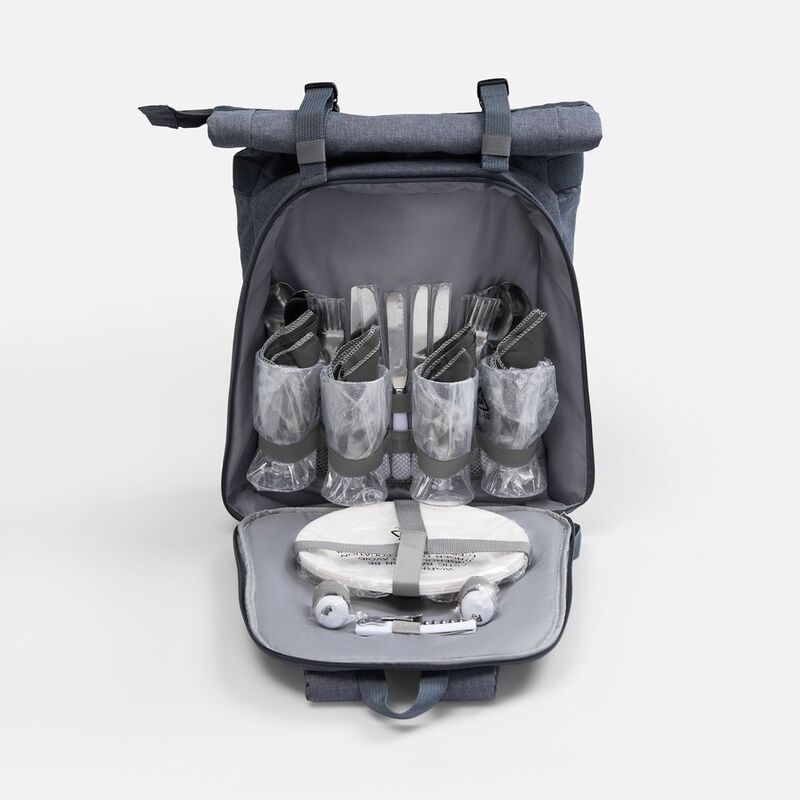 Набор для пикника Picnivo на 4 персоны, темно-серый меланж арт.63057.13