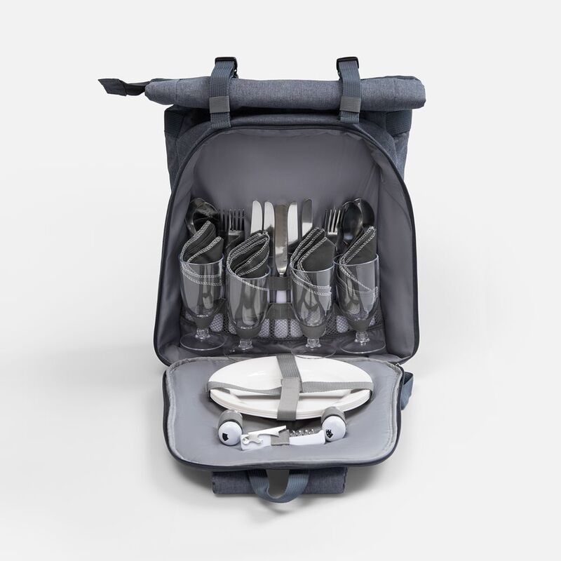 Набор для пикника Picnivo на 4 персоны, темно-серый меланж арт.63057.13