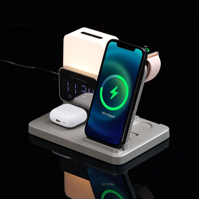 Зарядная станция с электронными часами и подсветкой Large Charge ver.3, серая арт.18647.10