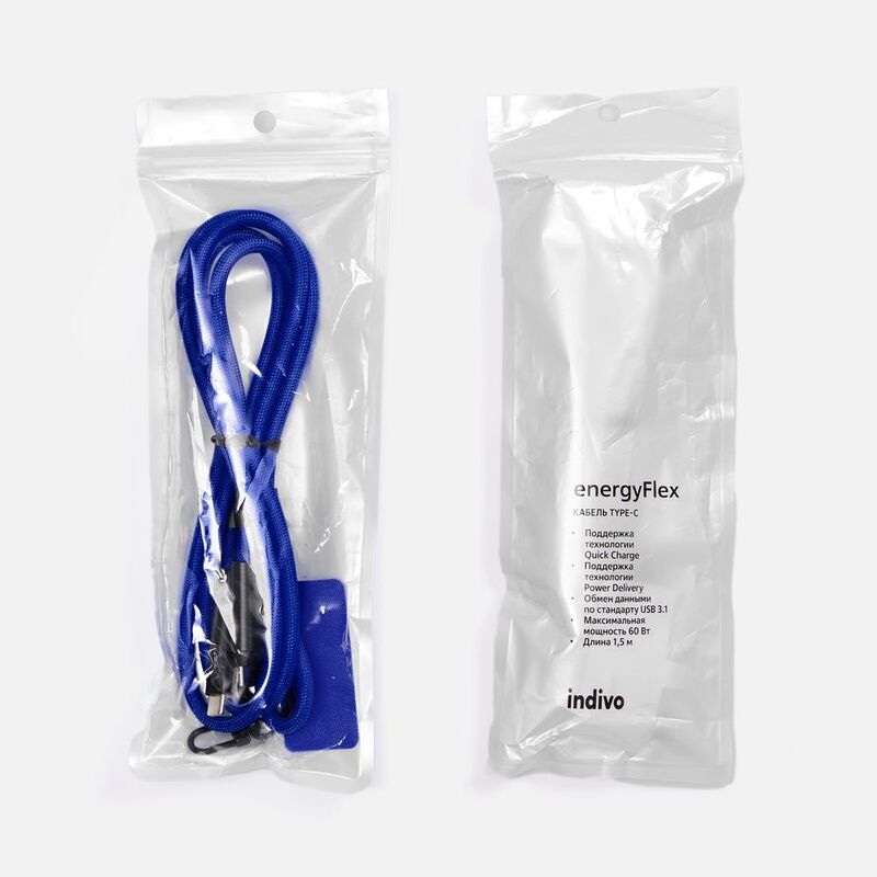 Кабель-ланьярд energyFlex Power Delivery 60 Вт, темно-синий арт.20237.44