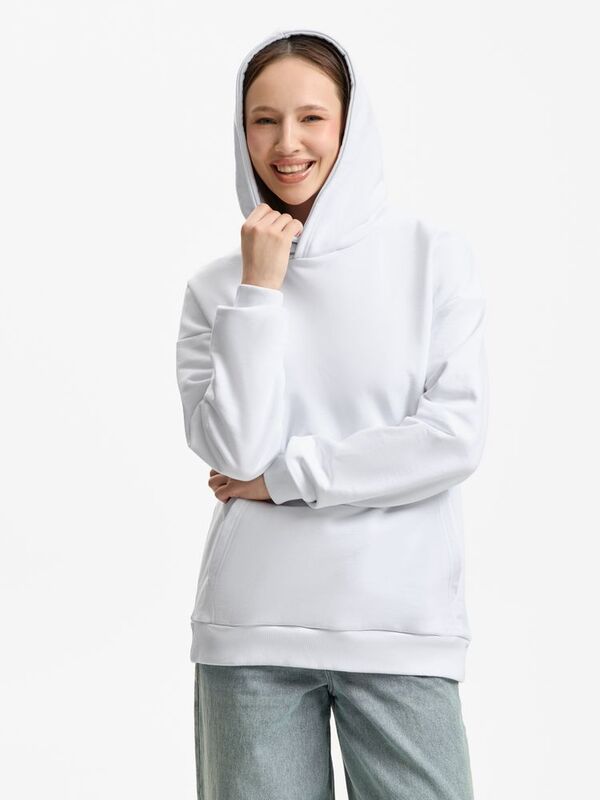 Худи унисекс оверсайз Daylero, белое арт.19556.60