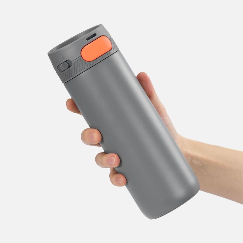 Термостакан X1 с цветной кнопкой, серый с оранжевым арт.19941.12