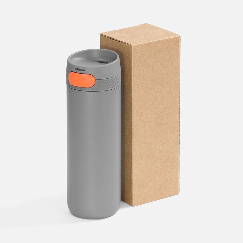 Термостакан X1 с цветной кнопкой, серый с оранжевым арт.19941.12