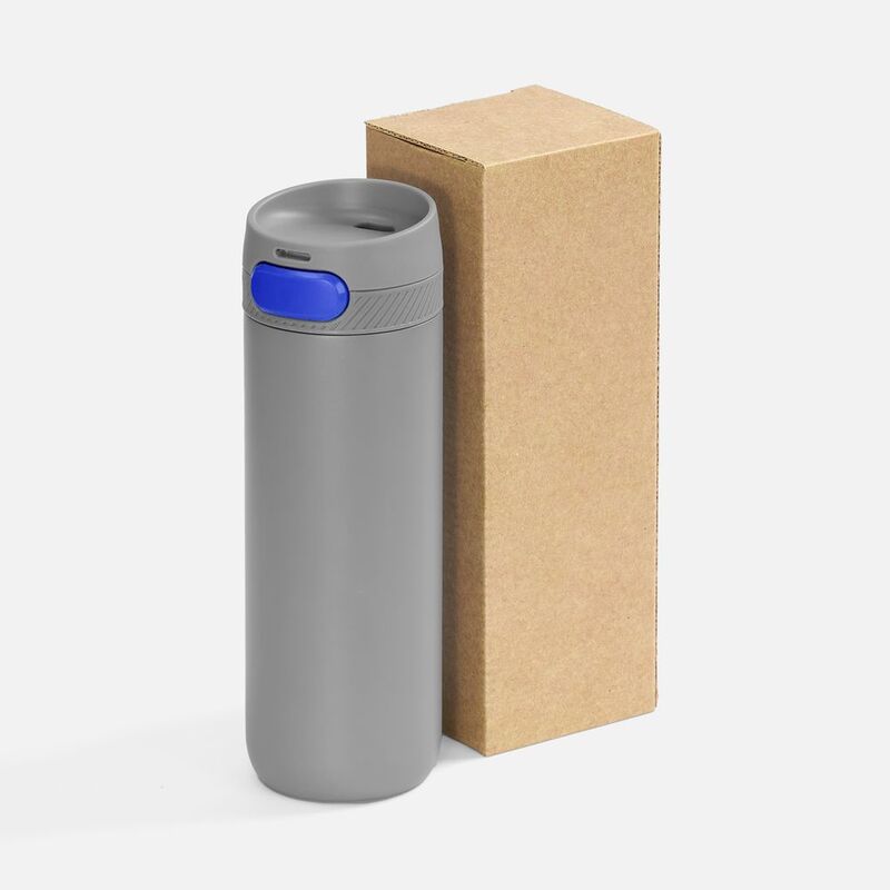 Термостакан X1 с цветной кнопкой, серый с синим арт.19941.14