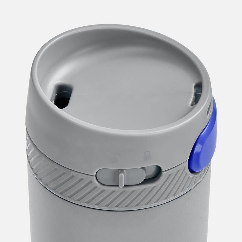 Термостакан X1 с цветной кнопкой, серый с синим арт.19941.14