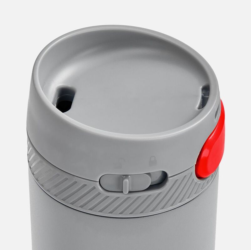 Термостакан X1 с цветной кнопкой, серый с красным арт.19941.15