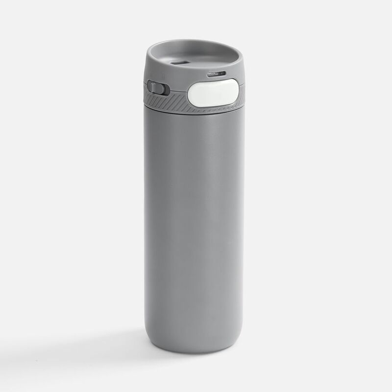 Термостакан X1 с цветной кнопкой, серый с белым арт.19941.16