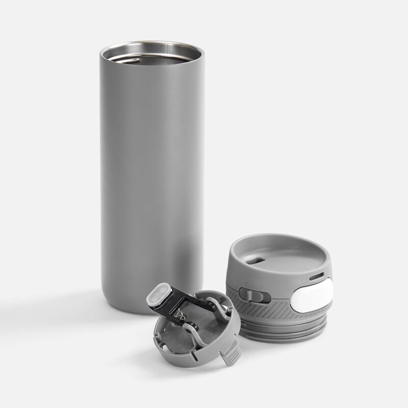 Термостакан X1 с цветной кнопкой, серый с белым арт.19941.16