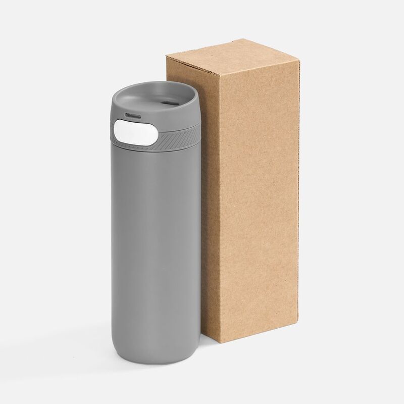 Термостакан X1 с цветной кнопкой, серый с белым арт.19941.16