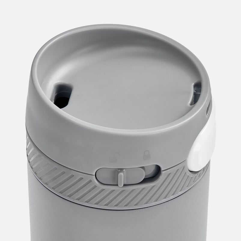 Термостакан X1 с цветной кнопкой, серый с белым арт.19941.16