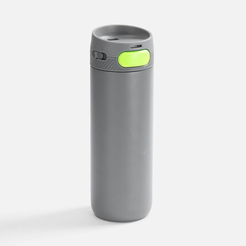 Термостакан X1 с цветной кнопкой, серый с желтым арт.19941.17