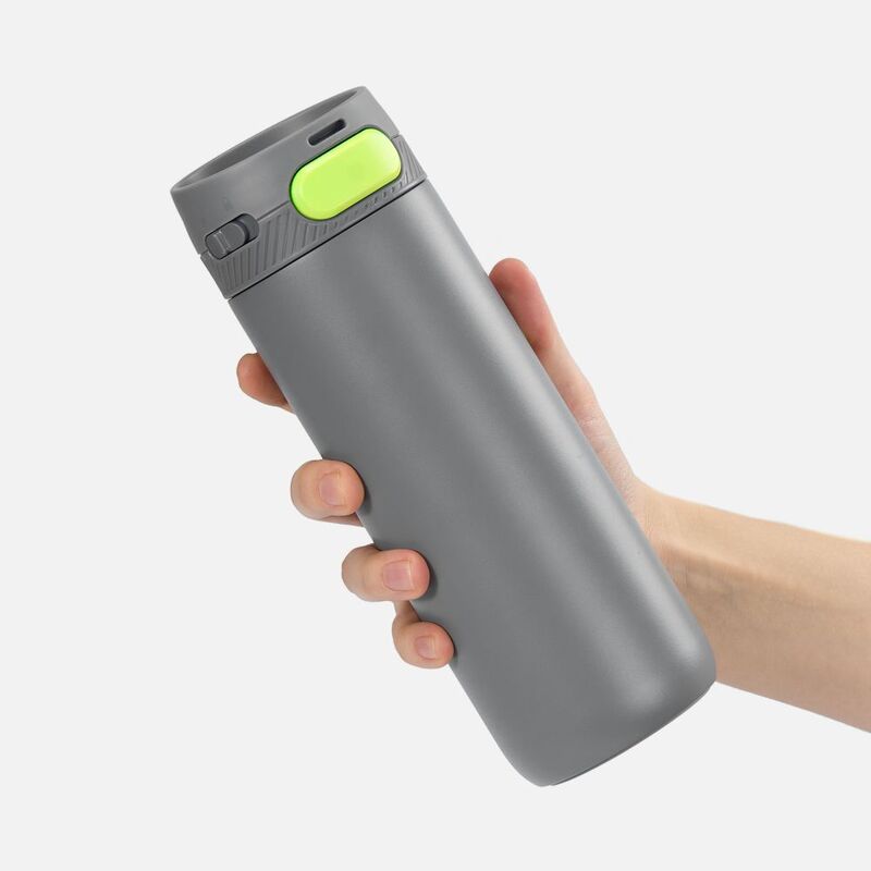 Термостакан X1 с цветной кнопкой, серый с желтым арт.19941.17