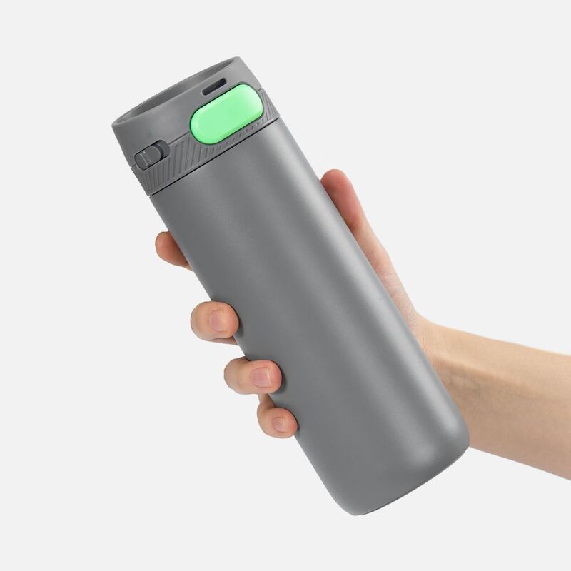 Термостакан X1 с цветной кнопкой, серый с зеленым арт.19941.18