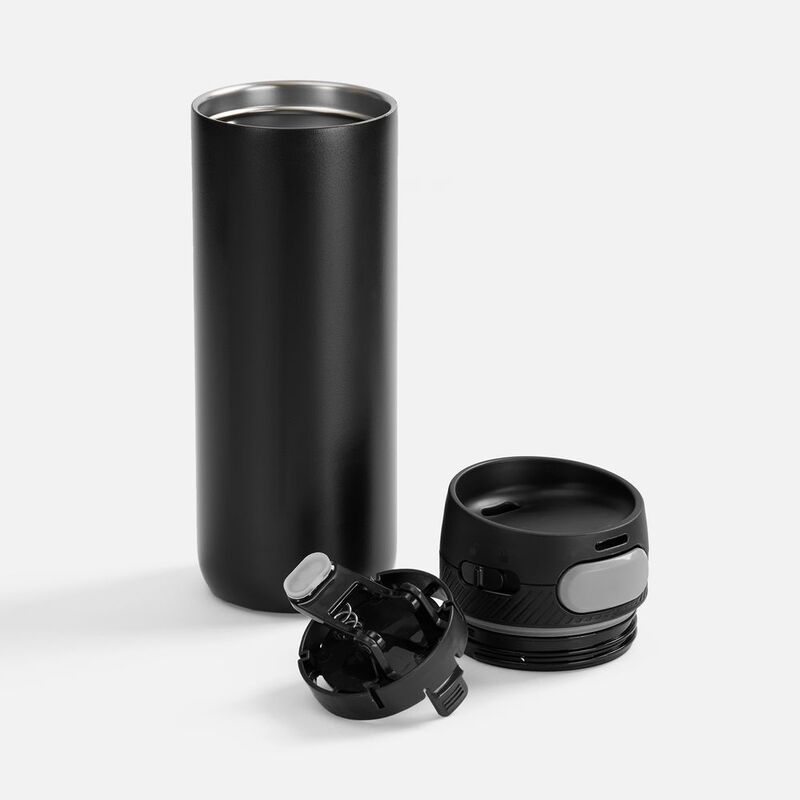 Термостакан X1 с цветной кнопкой, черный с серым арт.19941.33