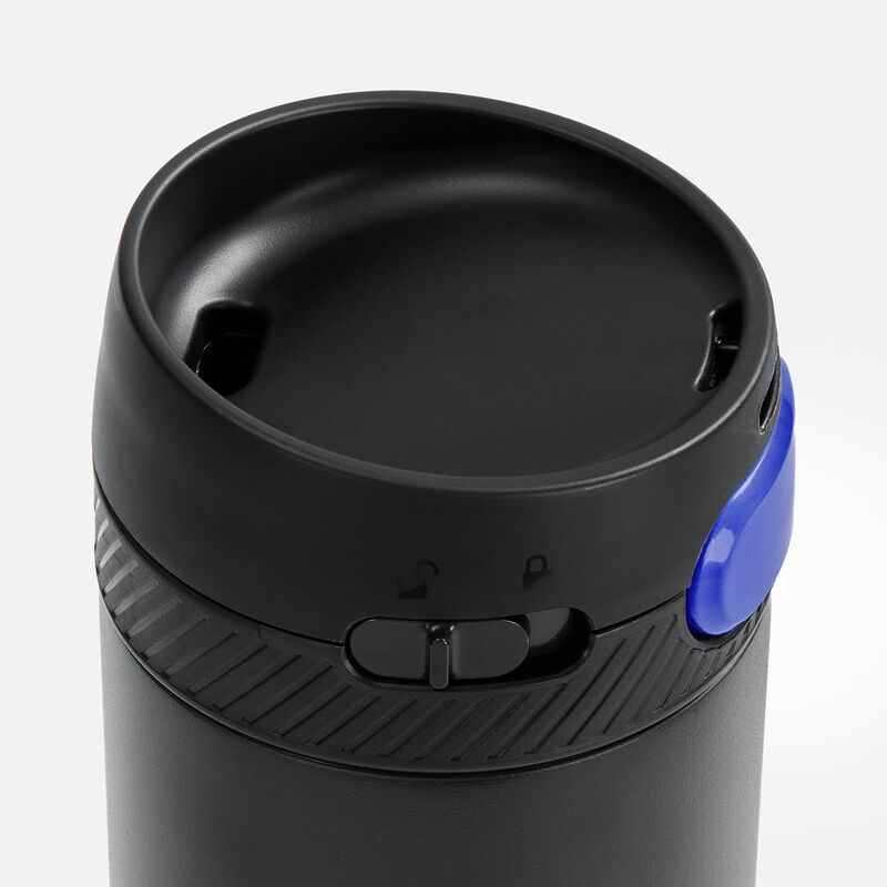 Термостакан X1 с цветной кнопкой, черный с синим арт.19941.34