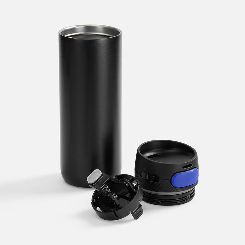 Термостакан X1 с цветной кнопкой, черный с синим арт.19941.34