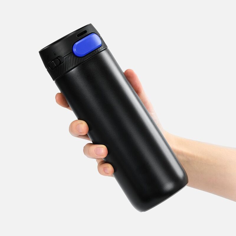 Термостакан X1 с цветной кнопкой, черный с синим арт.19941.34