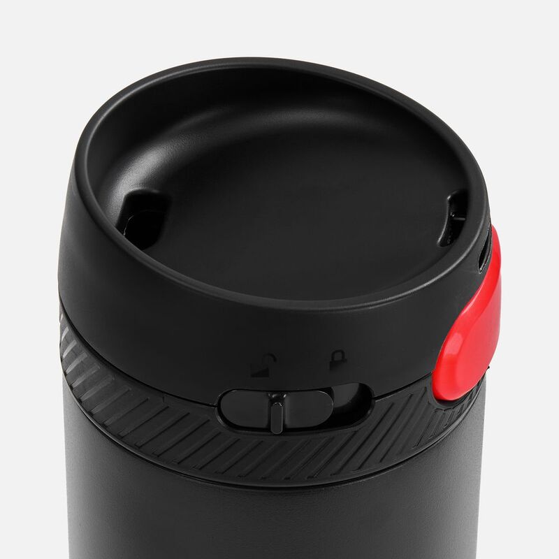 Термостакан X1 с цветной кнопкой, черный с красным арт.19941.35