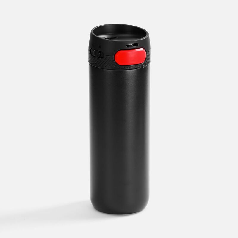 Термостакан X1 с цветной кнопкой, черный с красным арт.19941.35