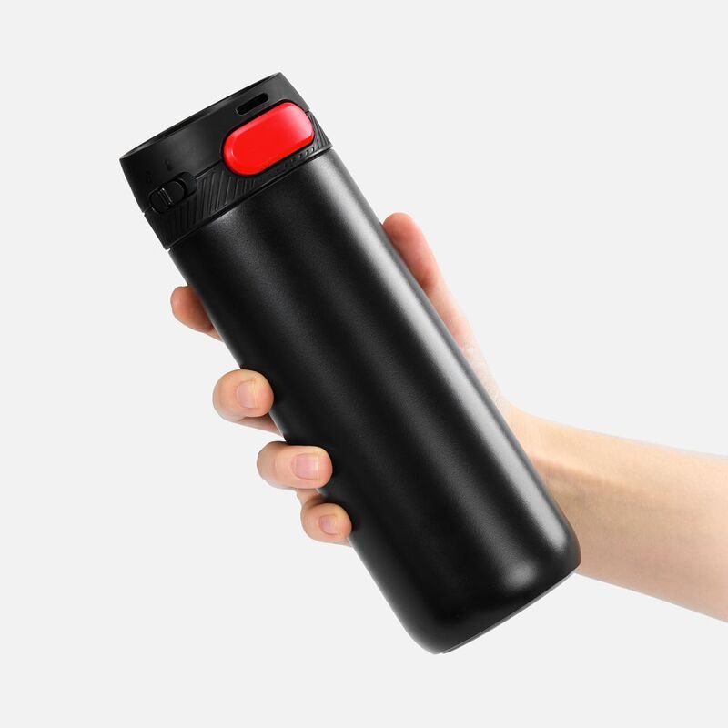 Термостакан X1 с цветной кнопкой, черный с красным арт.19941.35