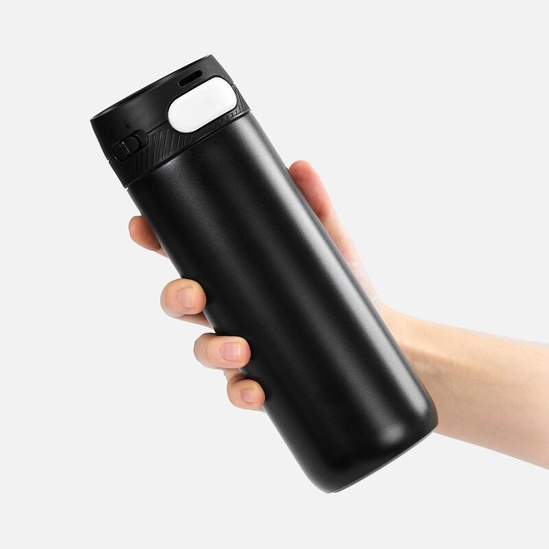 Термостакан X1 с цветной кнопкой, черный с белым арт.19941.36