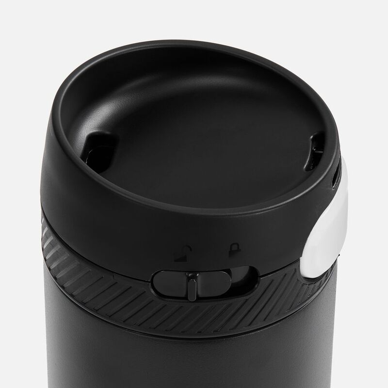 Термостакан X1 с цветной кнопкой, черный с белым арт.19941.36