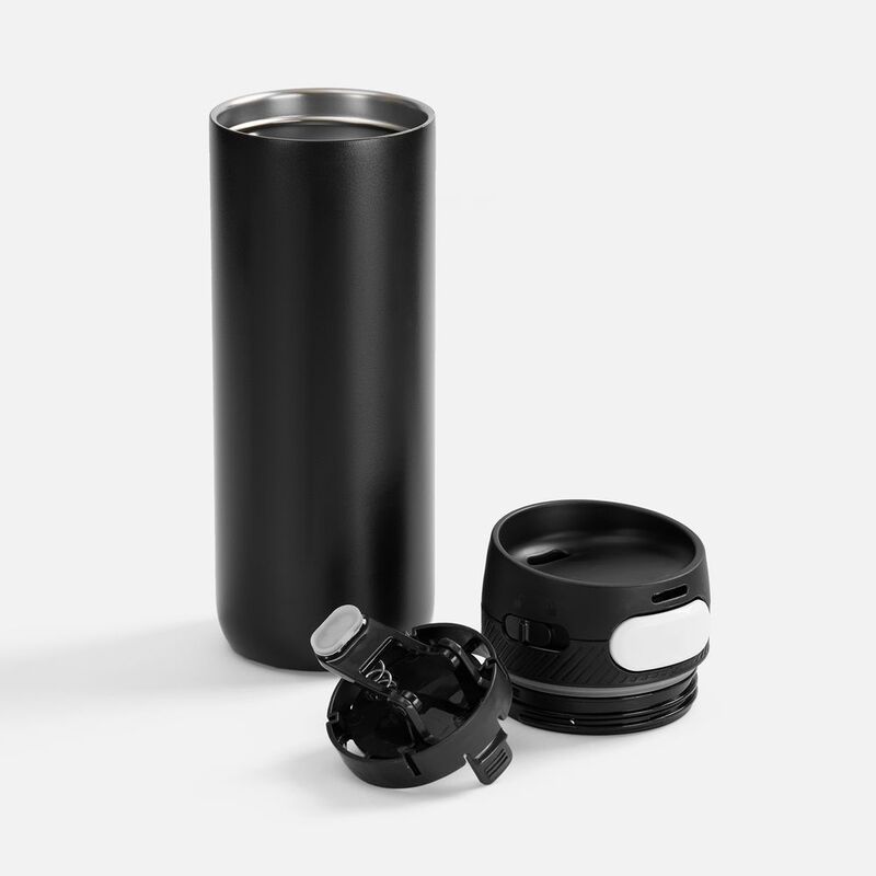 Термостакан X1 с цветной кнопкой, черный с белым арт.19941.36