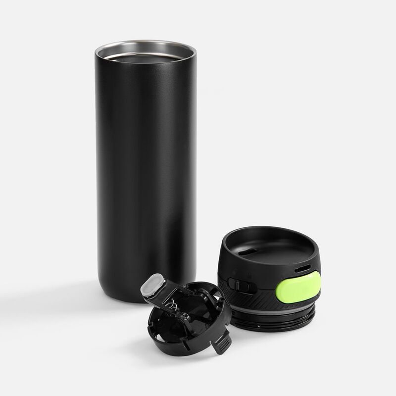 Термостакан X1 с цветной кнопкой, черный с желтым арт.19941.37