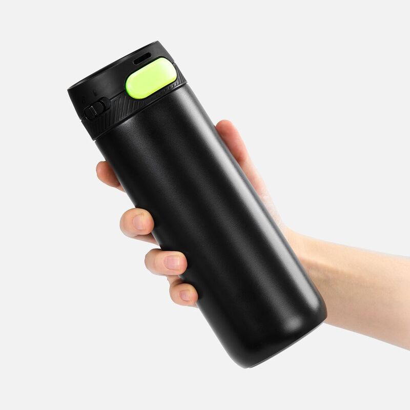 Термостакан X1 с цветной кнопкой, черный с желтым арт.19941.37