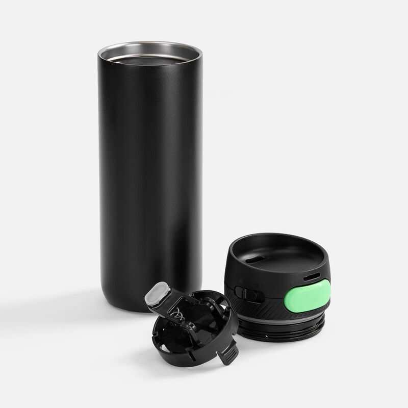 Термостакан X1 с цветной кнопкой, черный с зеленым арт.19941.38