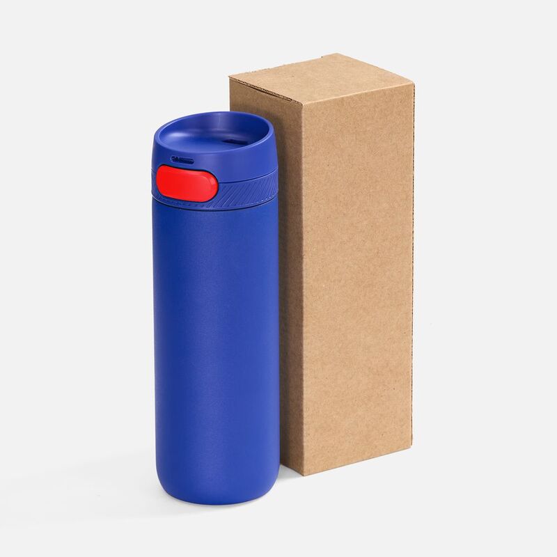 Термостакан X1 с цветной кнопкой, синий с красным арт.19941.45