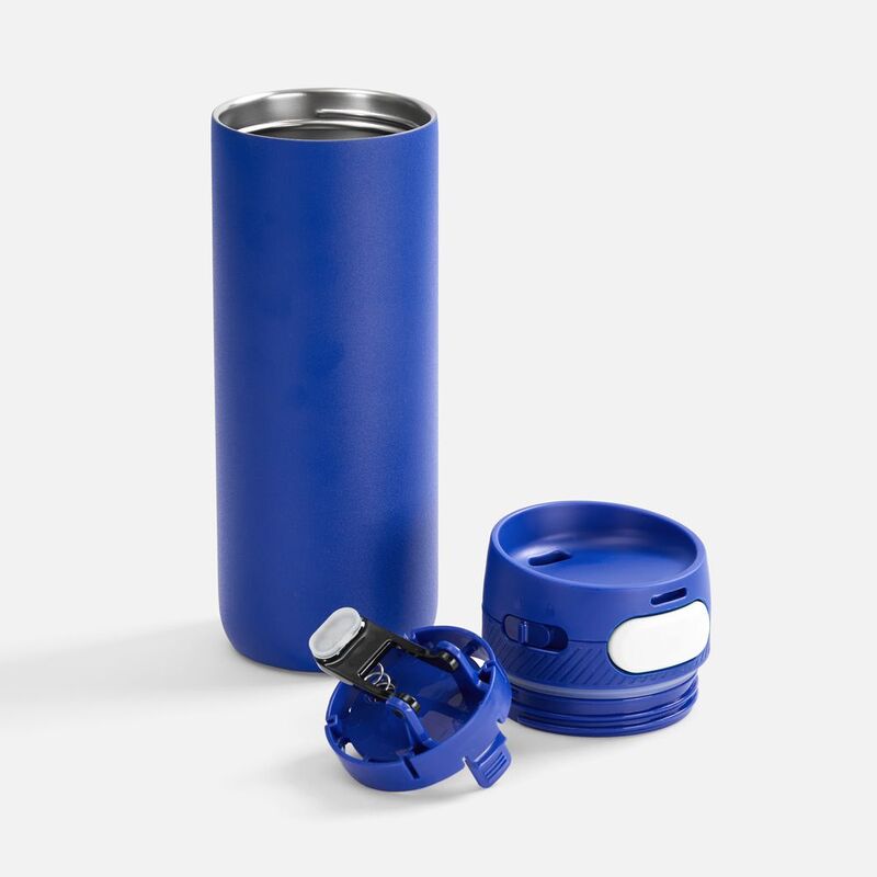 Термостакан X1 с цветной кнопкой, синий с белым арт.19941.46