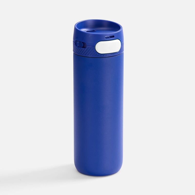 Термостакан X1 с цветной кнопкой, синий с белым арт.19941.46