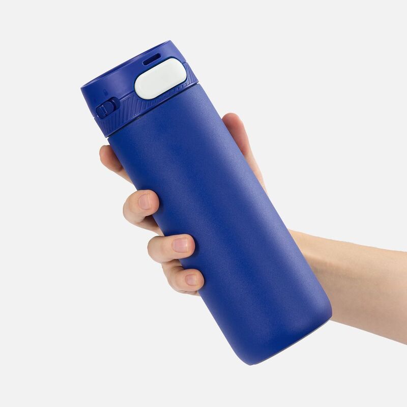 Термостакан X1 с цветной кнопкой, синий с белым арт.19941.46