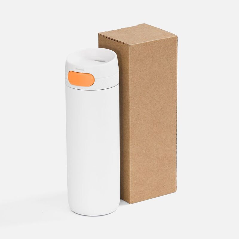 Термостакан X1 с цветной кнопкой, белый с оранжевым арт.19941.62