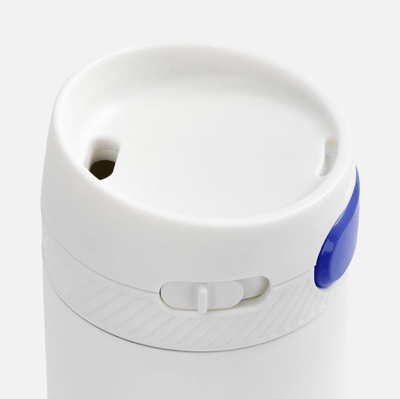 Термостакан X1 с цветной кнопкой, белый с синим арт.19941.64