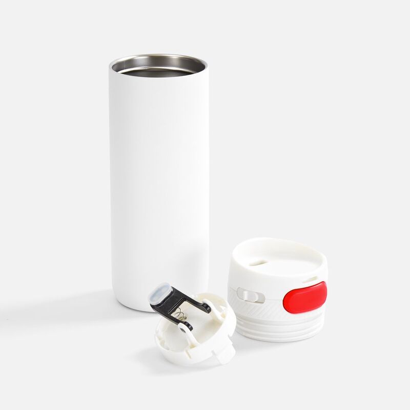 Термостакан X1 с цветной кнопкой, белый с красным арт.19941.65